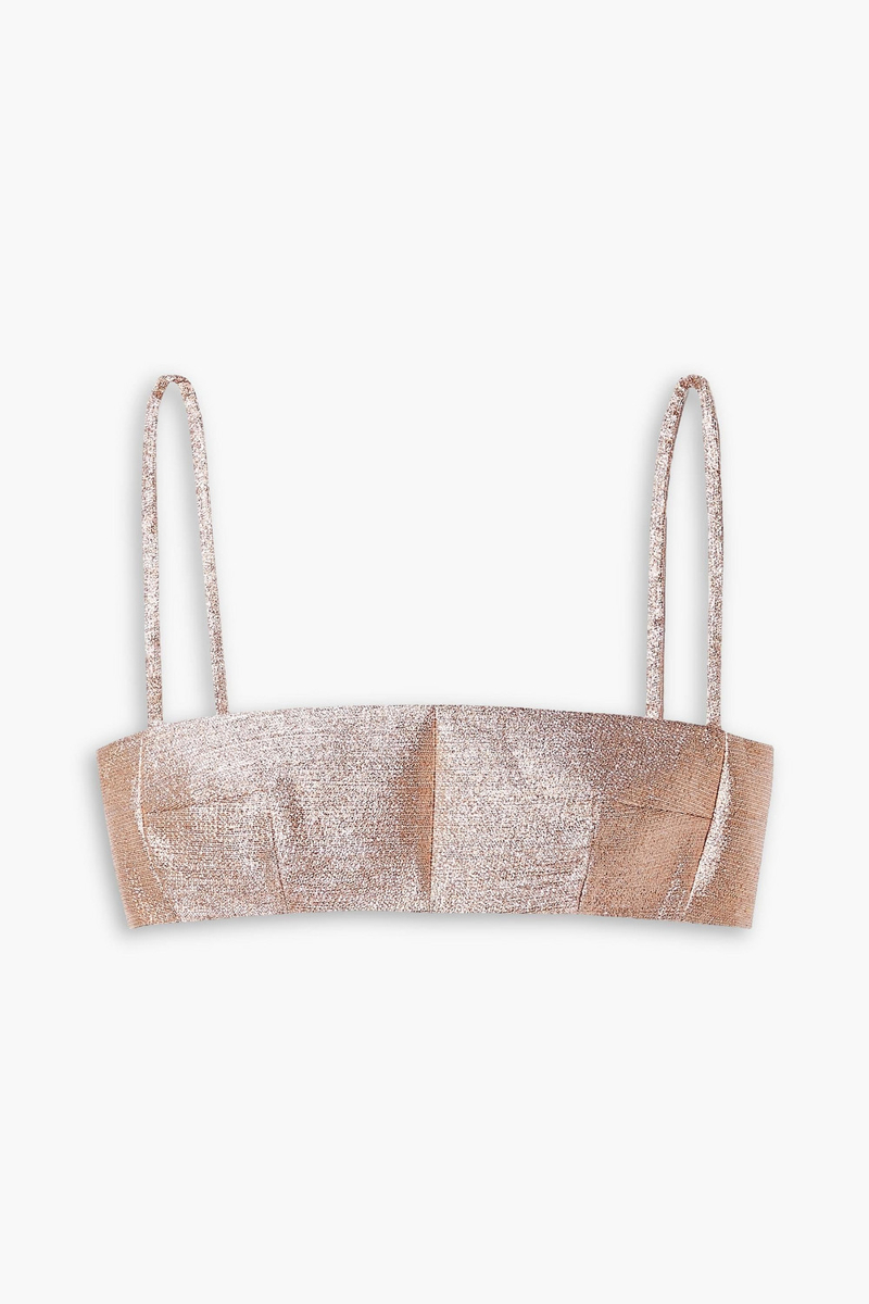 Emilia Wickstead - Leya cropped lamé top - Metallic - UK 18