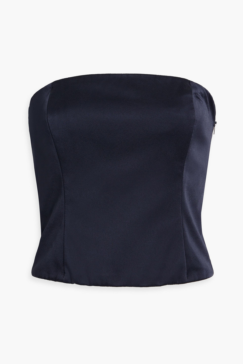 brunello cucinelli - strapless satin-crepe top - blue - xs