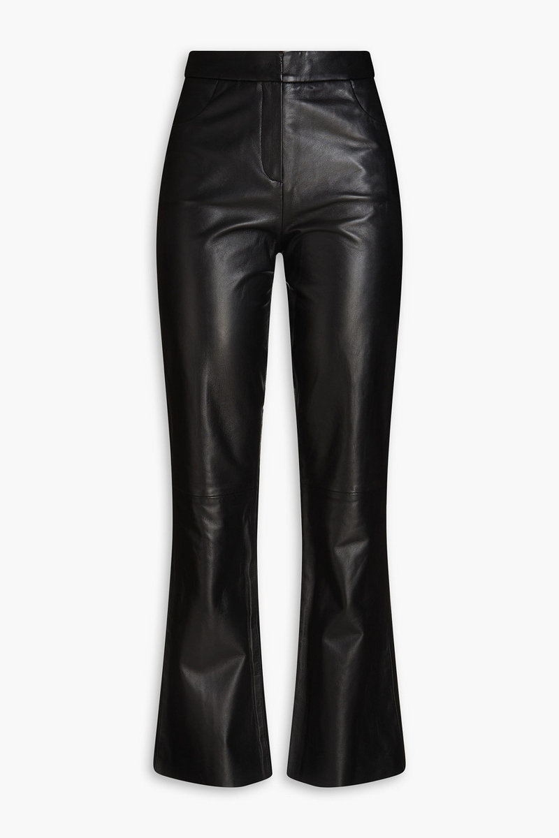 maje - leather bootcut pants - black - fr 42