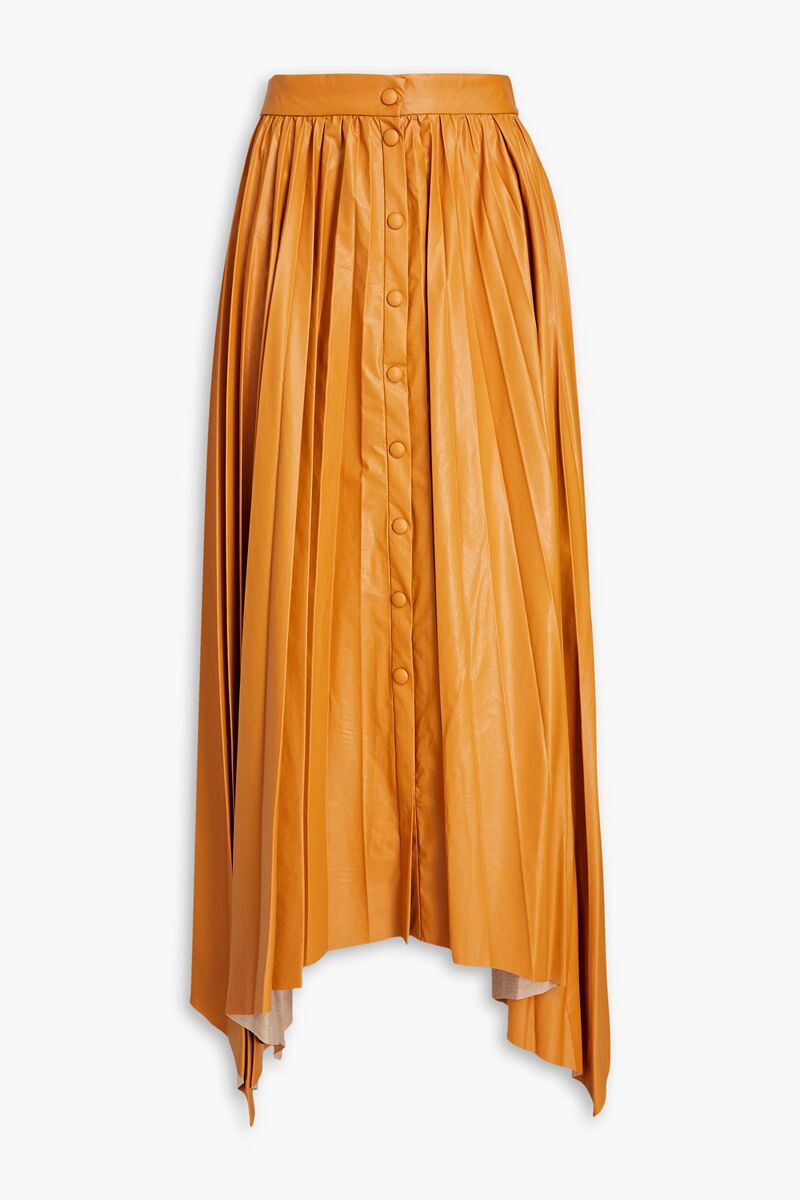 Isabel Marant - Davis asymmetric pleated faux leather maxi skirt - Brown - FR 38