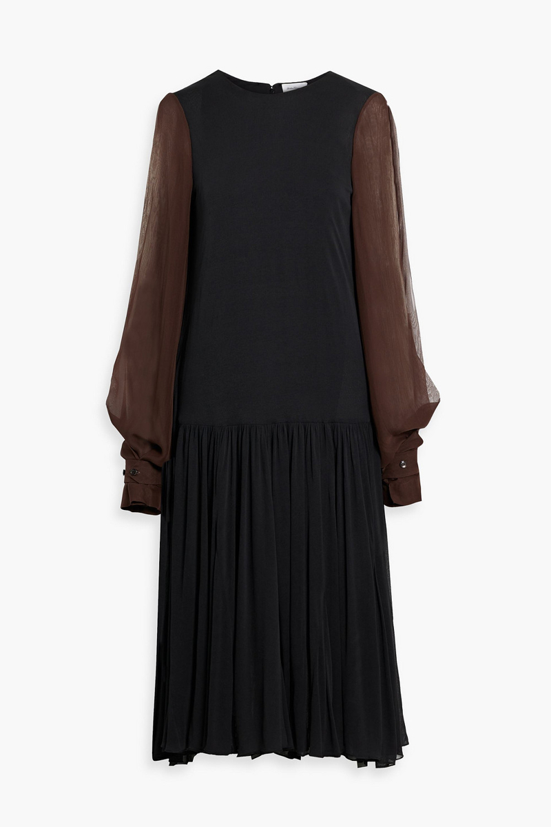 Ferragamo - Chiffon-paneled crepe dress - Black - S