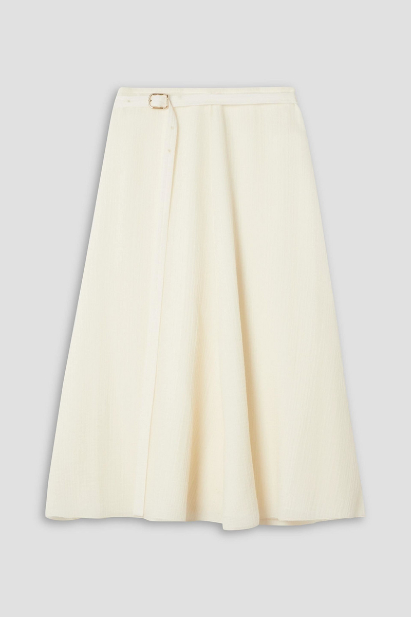 Chloé - Belted wool-gauze midi skirt - White - FR 40
