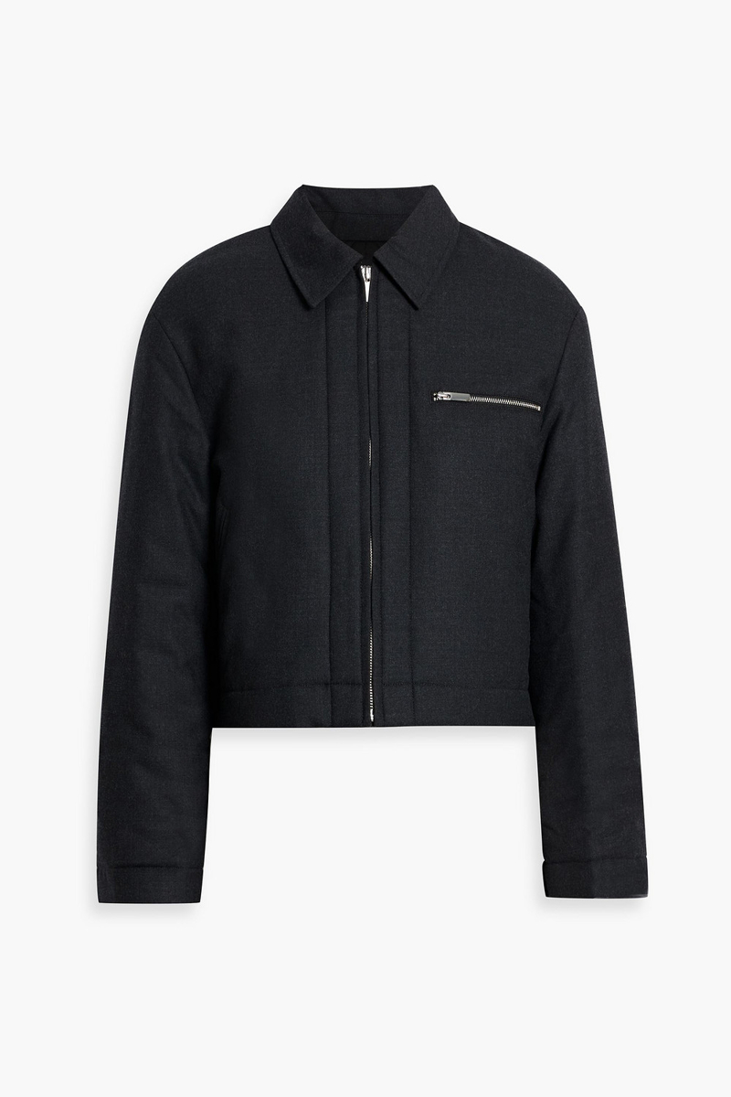 theory - cropped flannel jacket - gray - xs