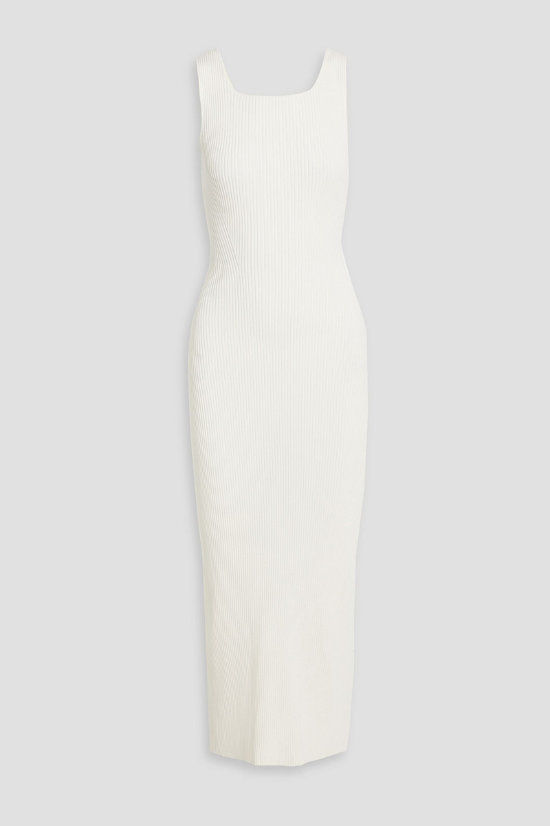 by malene birger - milelo ribbed cotton-blend midi dress - white - xs