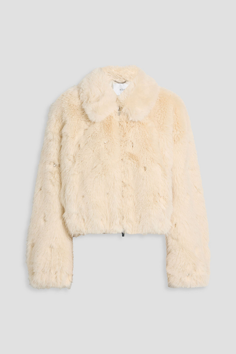 a.l.c. - esme crystal-embellished plush jacket - white - l