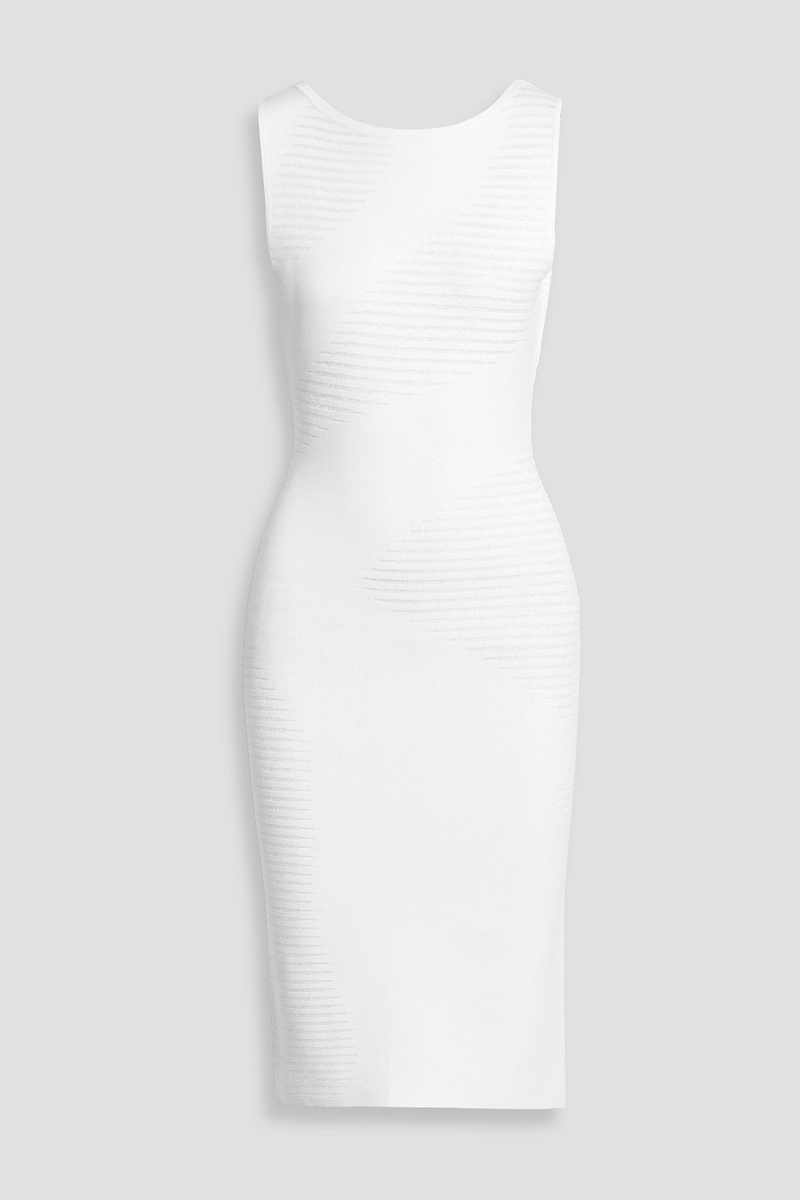 hervé léger - giovanna jacquard-knit dress - white - xs