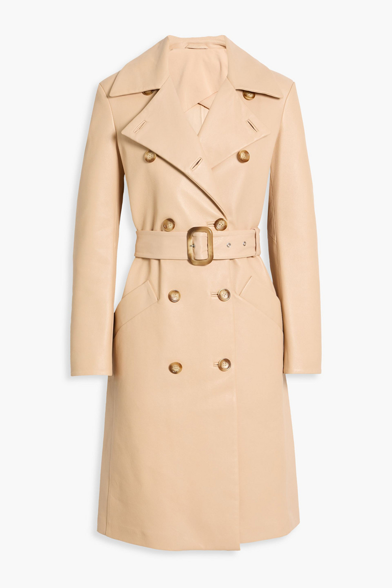 sportmax - giostra leather trench coat - neutral - it 38