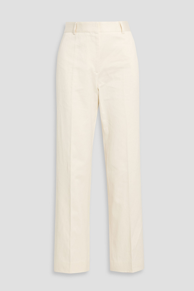 toteme - cotton and linen-blend twill straight-leg pants - white - fr 32
