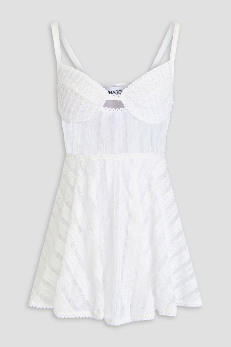 charo ruiz ibiza - limmey cutout stretch-lace mini dress - white - xl