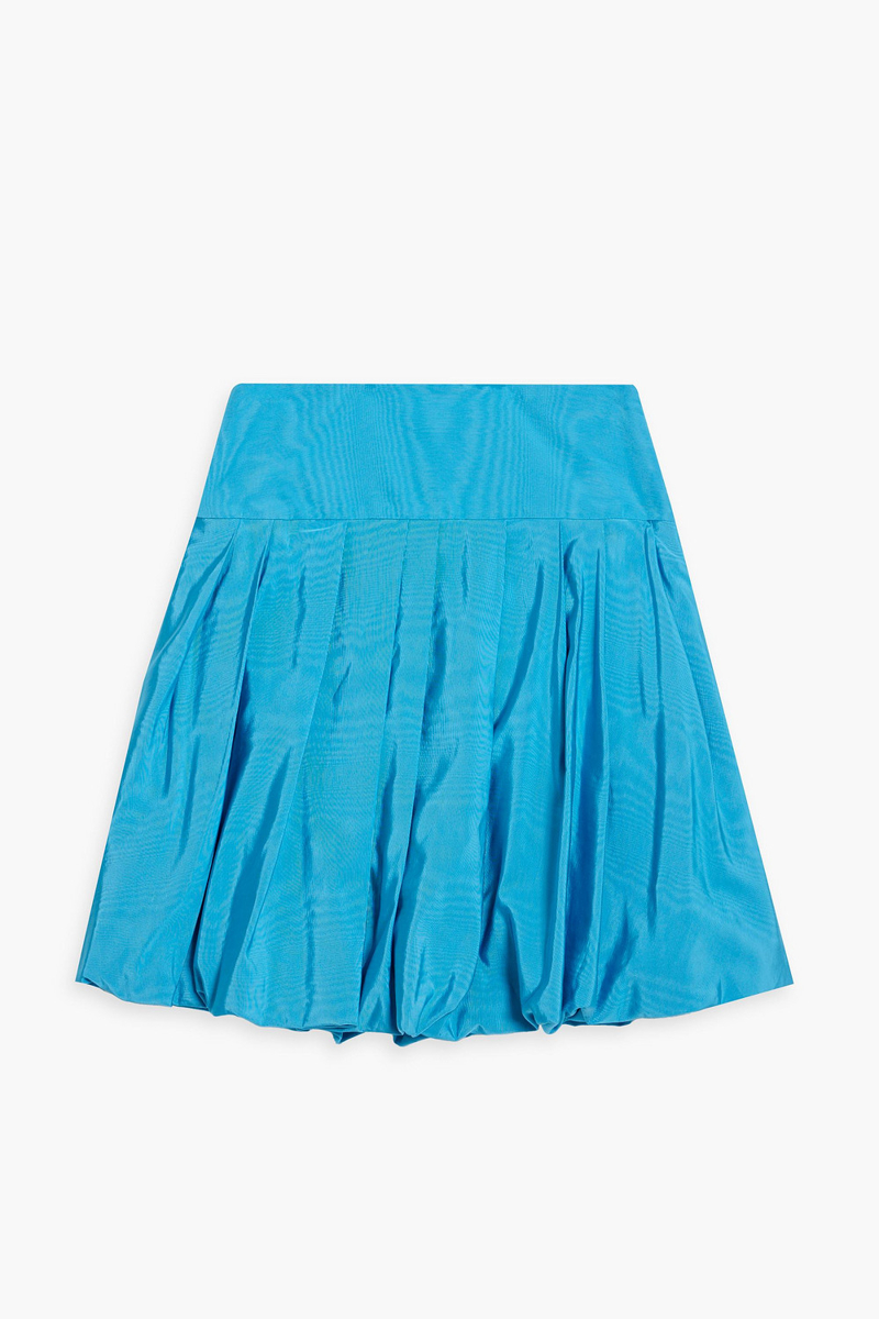 Oscar de la Renta - Pleated cotton-blend moire mini skirt - Blue - US 0