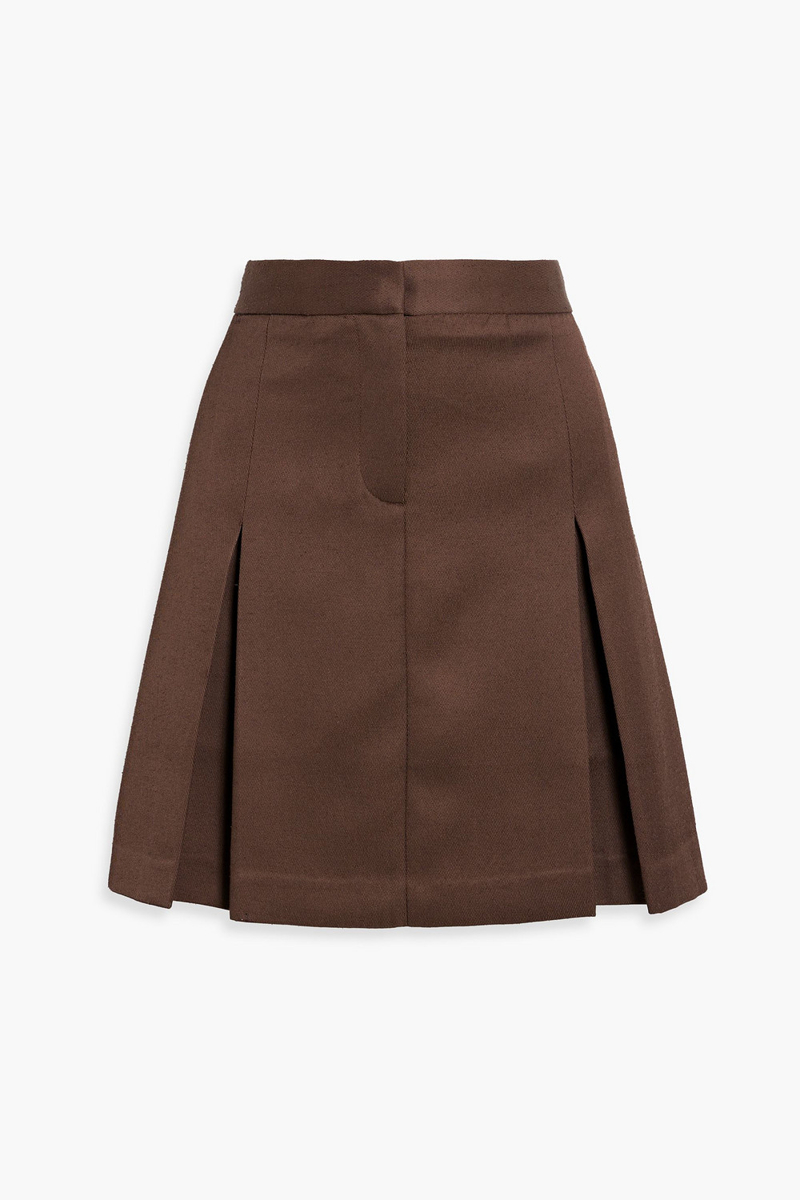 co - pleated slub-twill mini skirt - brown - us 2