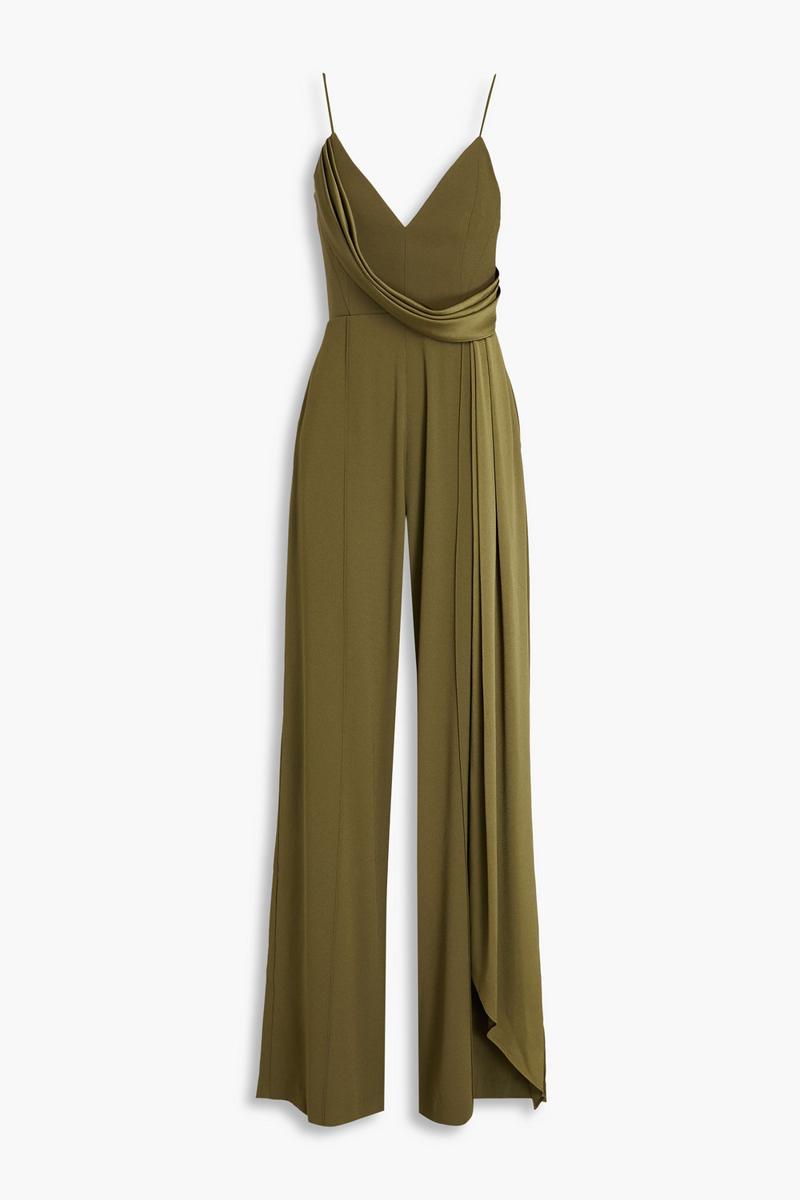 alex perry - harlow draped satin-crepe wide-leg jumpsuit - green - uk 8