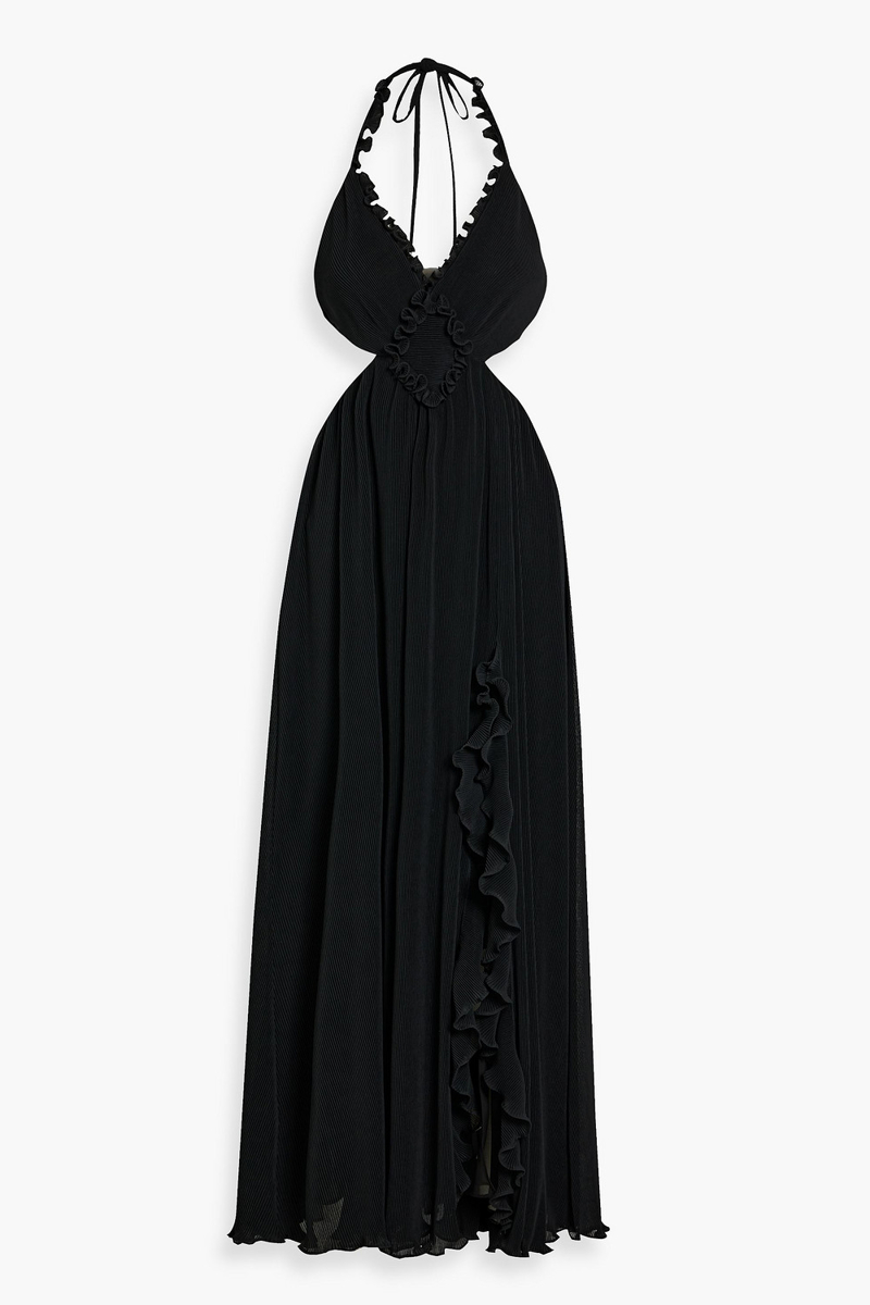 LoveShackFancy - Talitha cutout plissé-crepe halterneck maxi dress - Black - M