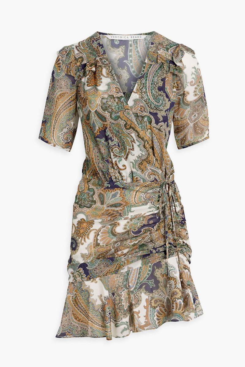 Veronica Beard - Dakota ruffled paisley-print silk-chiffon mini dress - Green - US 0