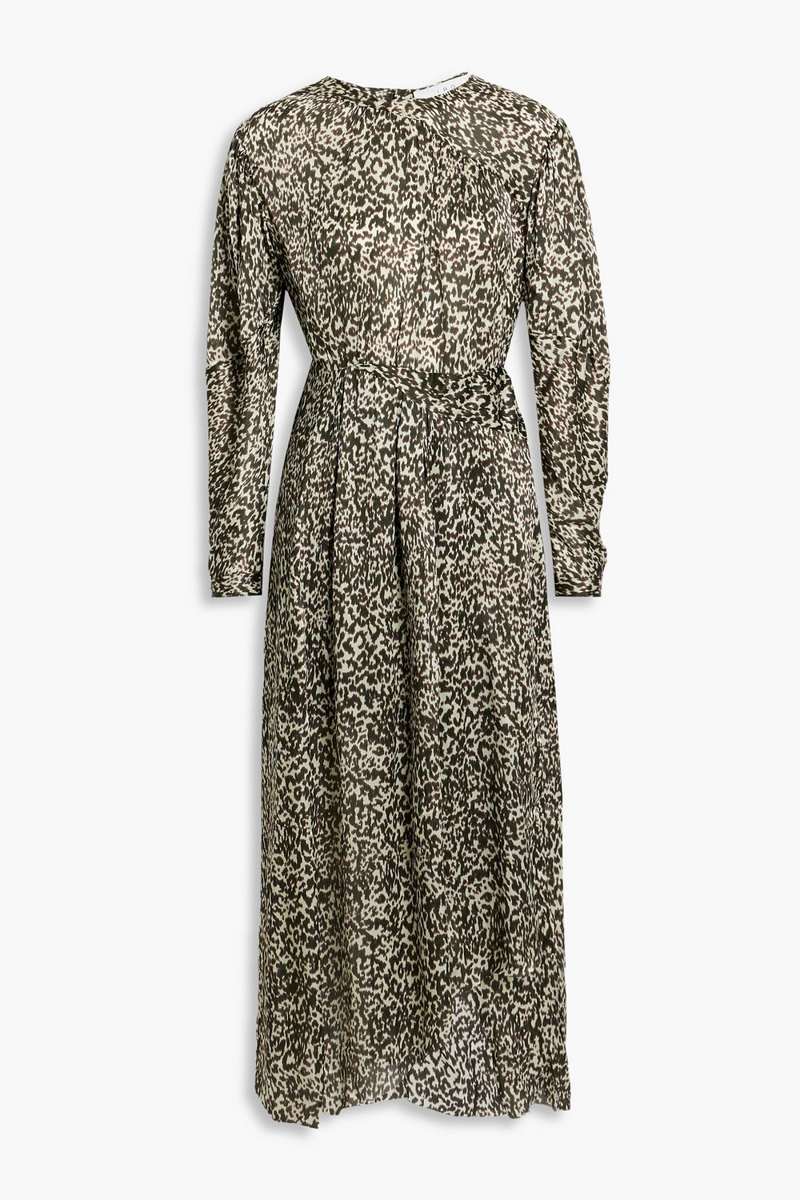 IRO - Romeri pleated leopard-print silk-crepon midi dress - Animal print - FR 34