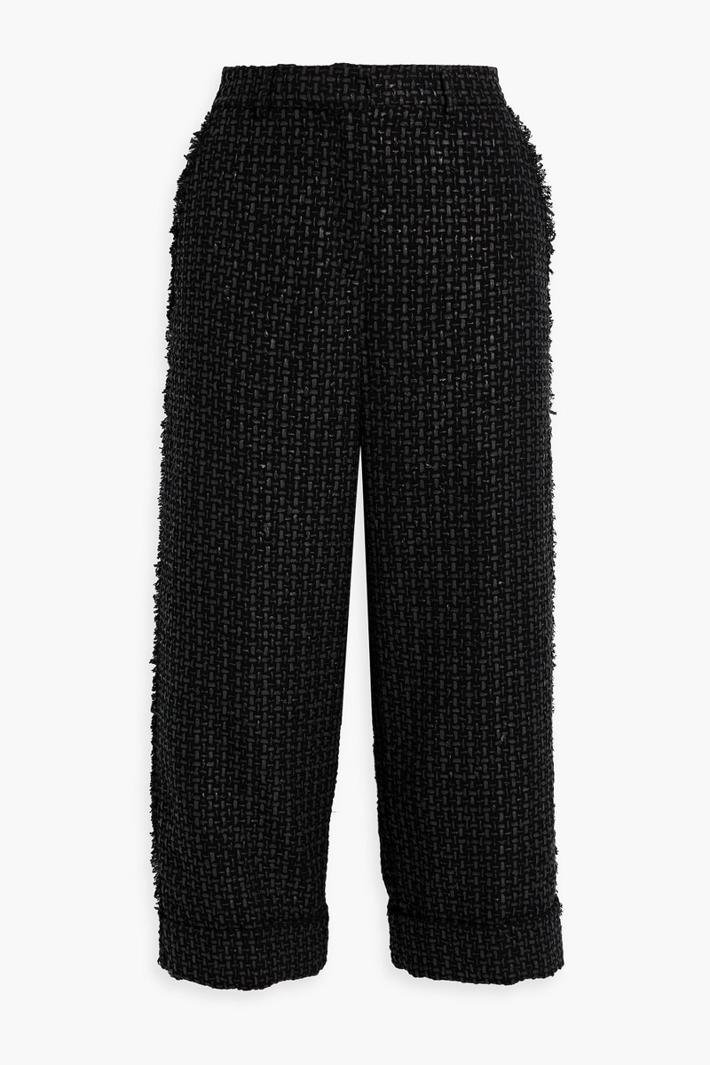 thom browne - cotton-blend tweed culottes - black - it 38