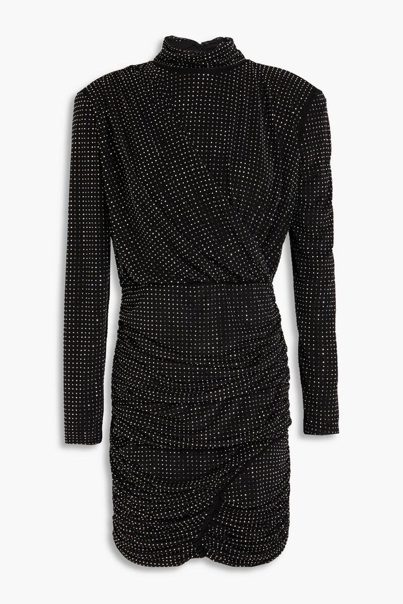 SIMKHAI - Abrah crystal-embellished draped jersey mini dress - Black - S