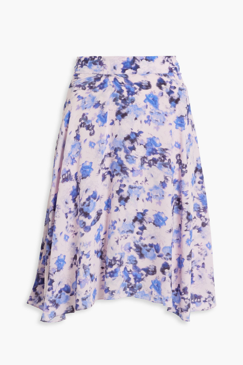 isabel marant - chasenia asymmetric printed silk crepe de chine skirt - blue - fr 34