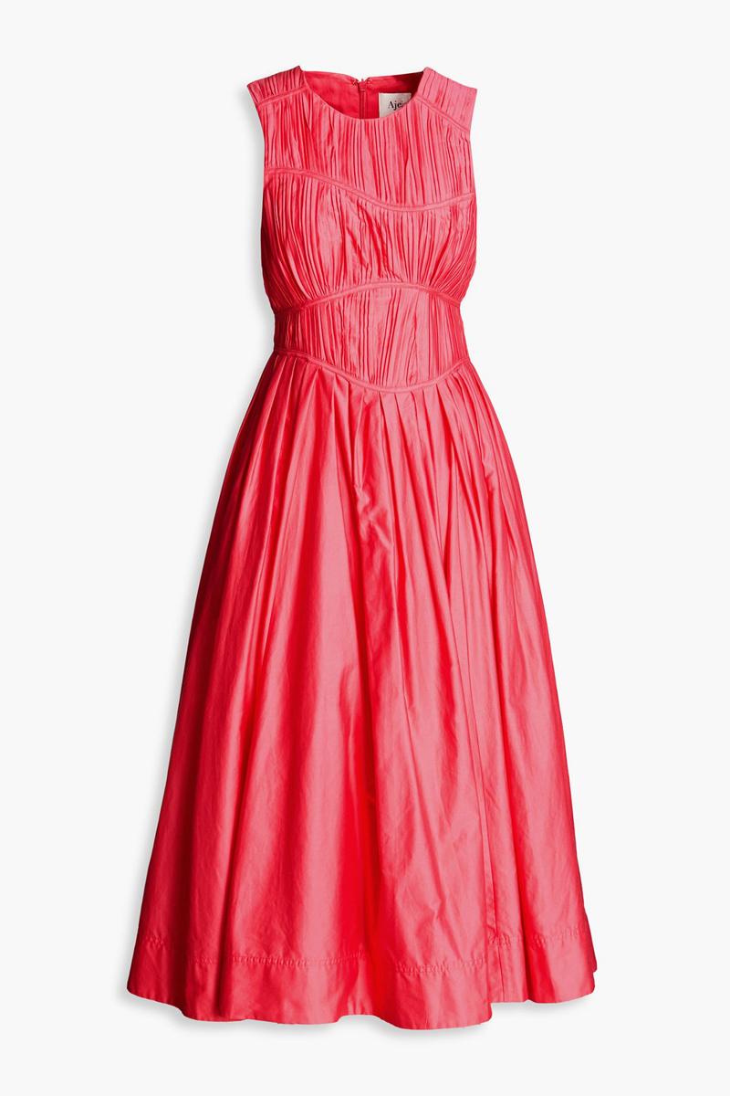 Aje. - Nya pleated cotton-taffeta midi dress - Pink - UK 4