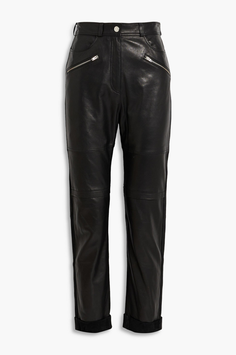 iro - aysel leather straight-leg pants - black - fr 36