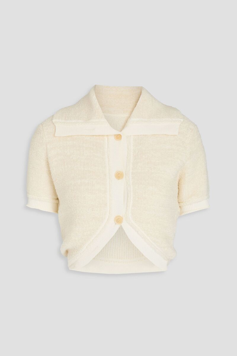 JACQUEMUS - Campana cropped bouclé-knit cardigan - White - FR 38