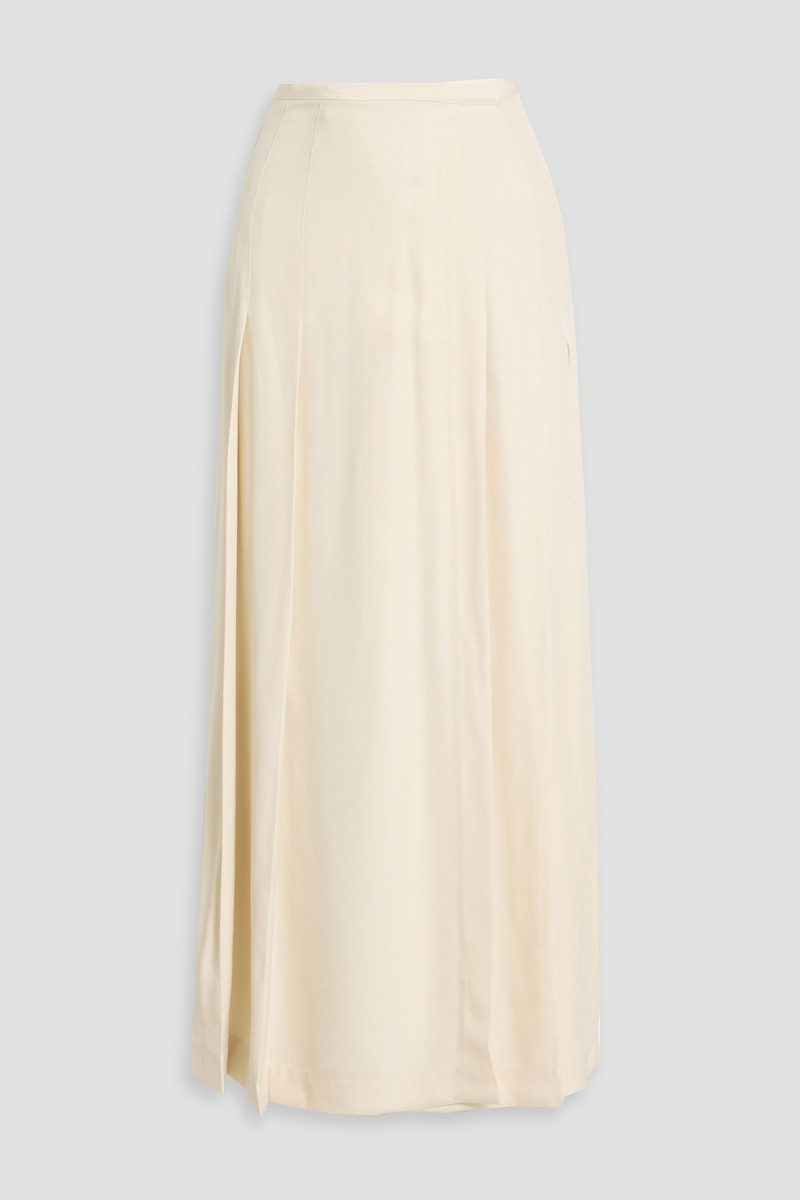 toteme - pleated satin-crepe maxi wrap skirt - white - fr 38