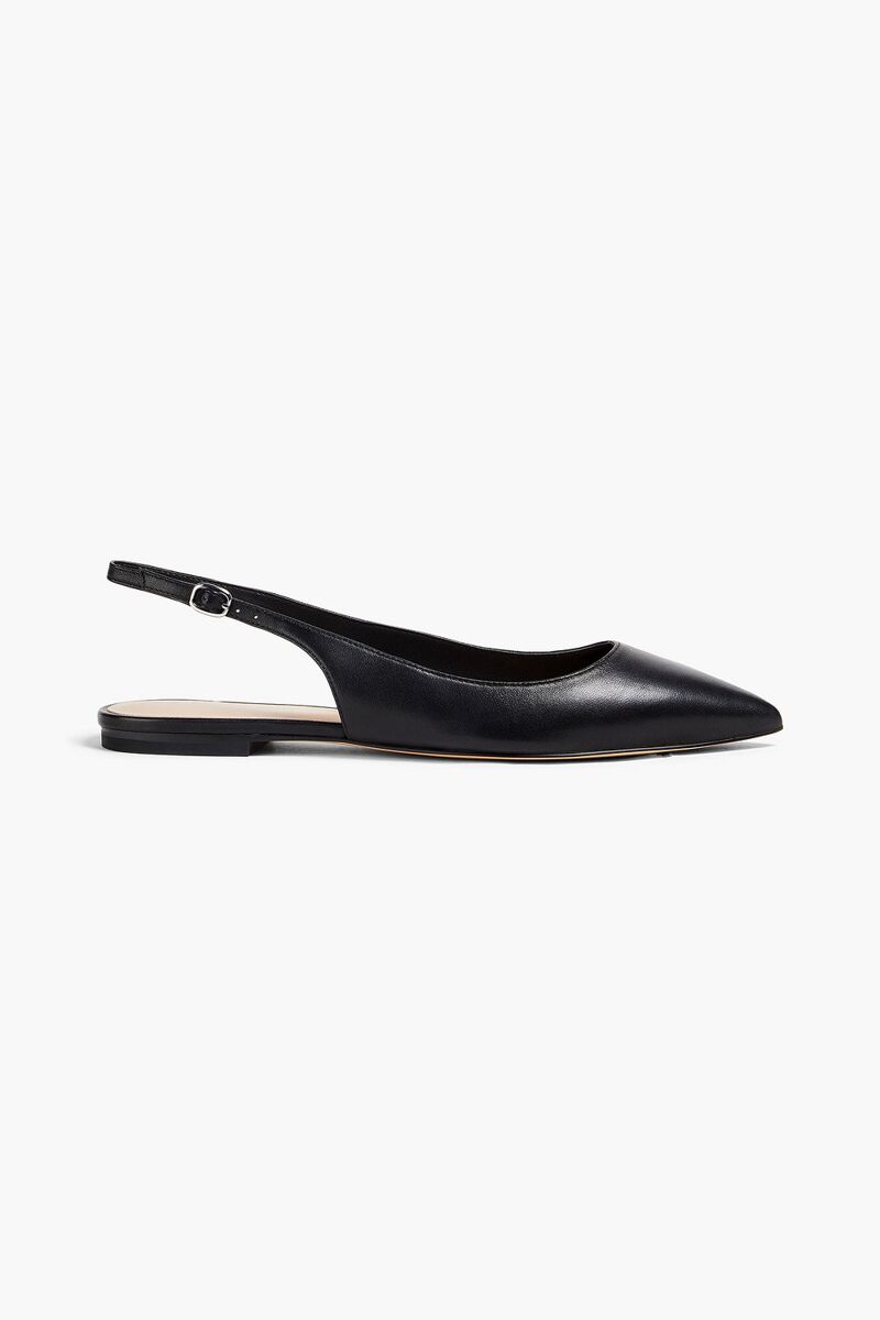Stuart Weitzman - Mara leather slingback point-toe flats - Black - EU 37.5