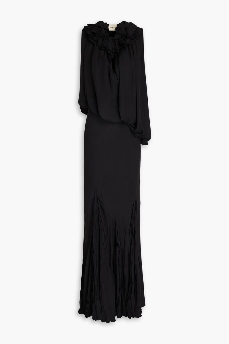 Khaite - Greco ruffled silk-chiffon maxi dress - Black - US 0