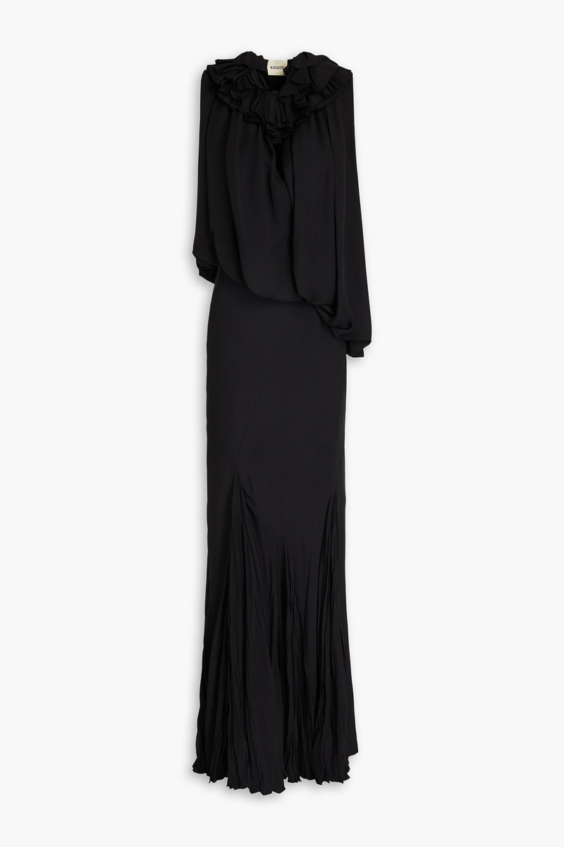 Khaite - Greco ruffled silk-chiffon maxi dress - Black - US 0