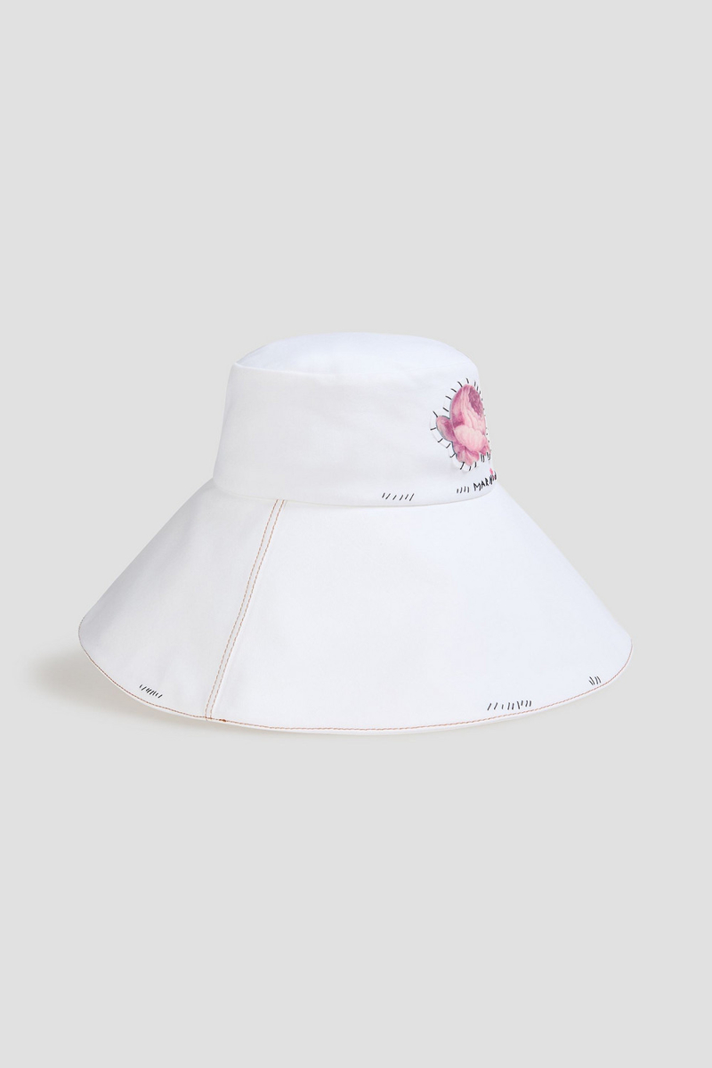 marni - appliquéd denim sun hat - white - m