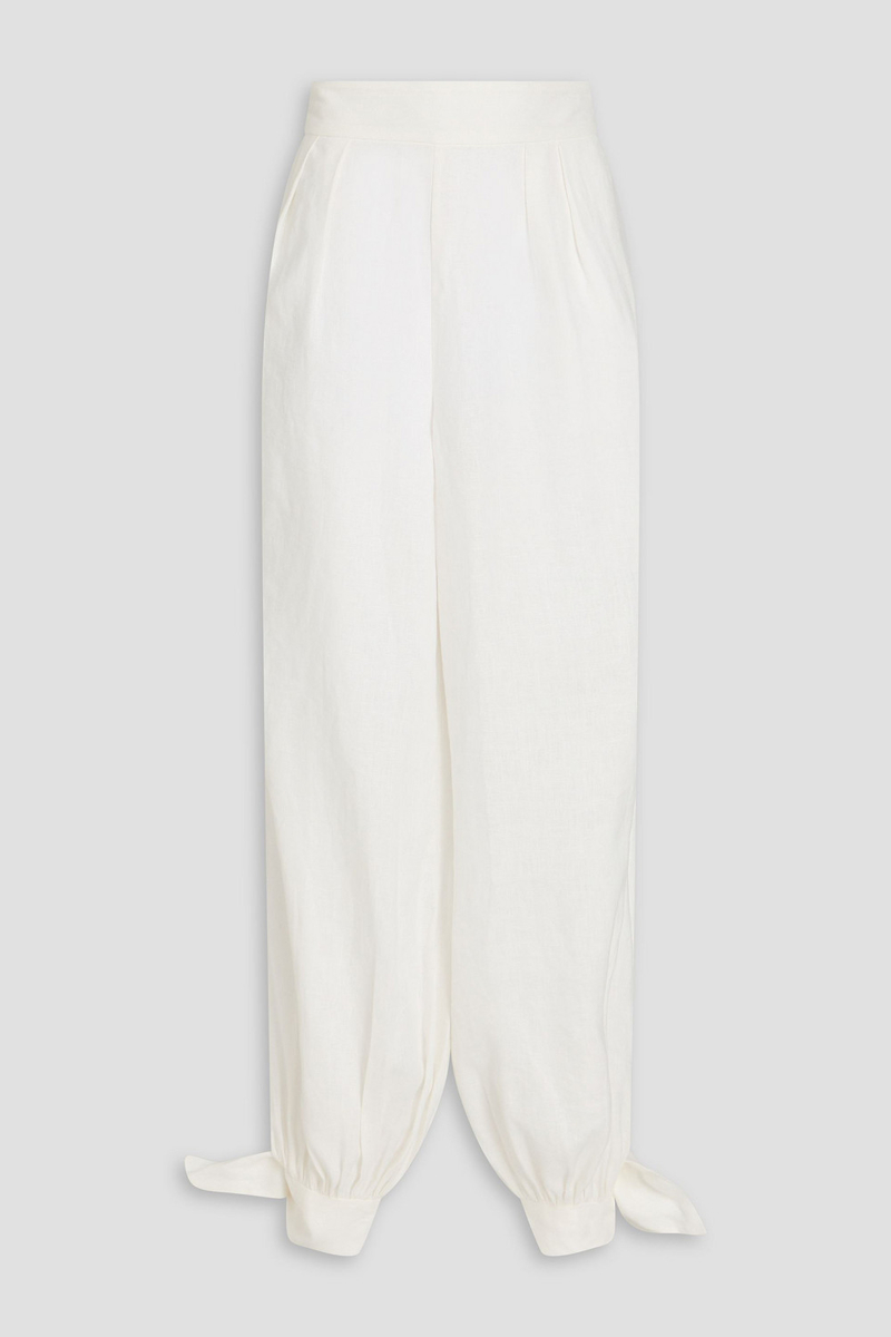 zimmermann - pleated linen tapered pants - white - 3