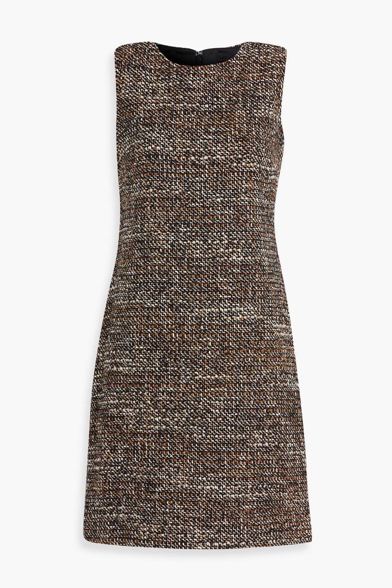 theory - tweed mini dress - brown - us 0