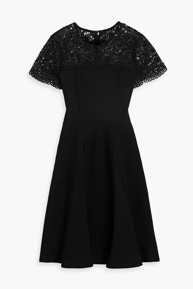 carolina herrera - guipure lace and stretch-knit dress - black - s