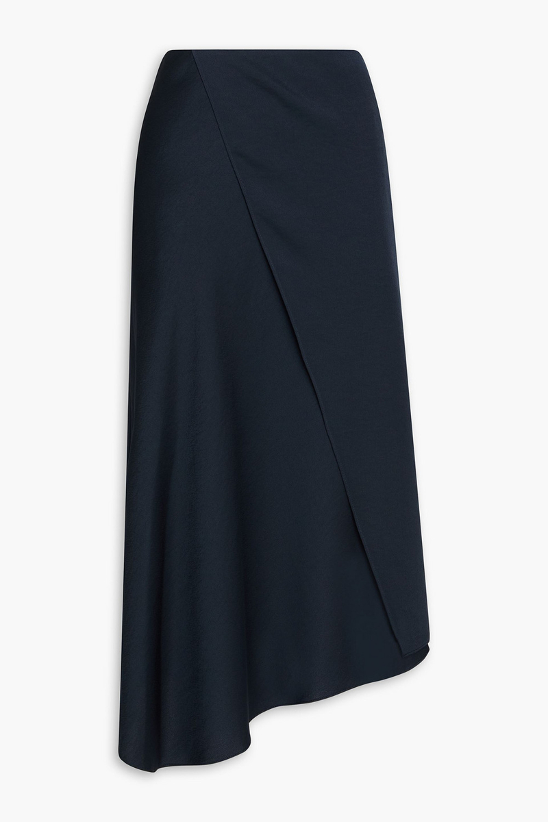 vince. - wrap-effect satin-crepe midi skirt - blue - us 2