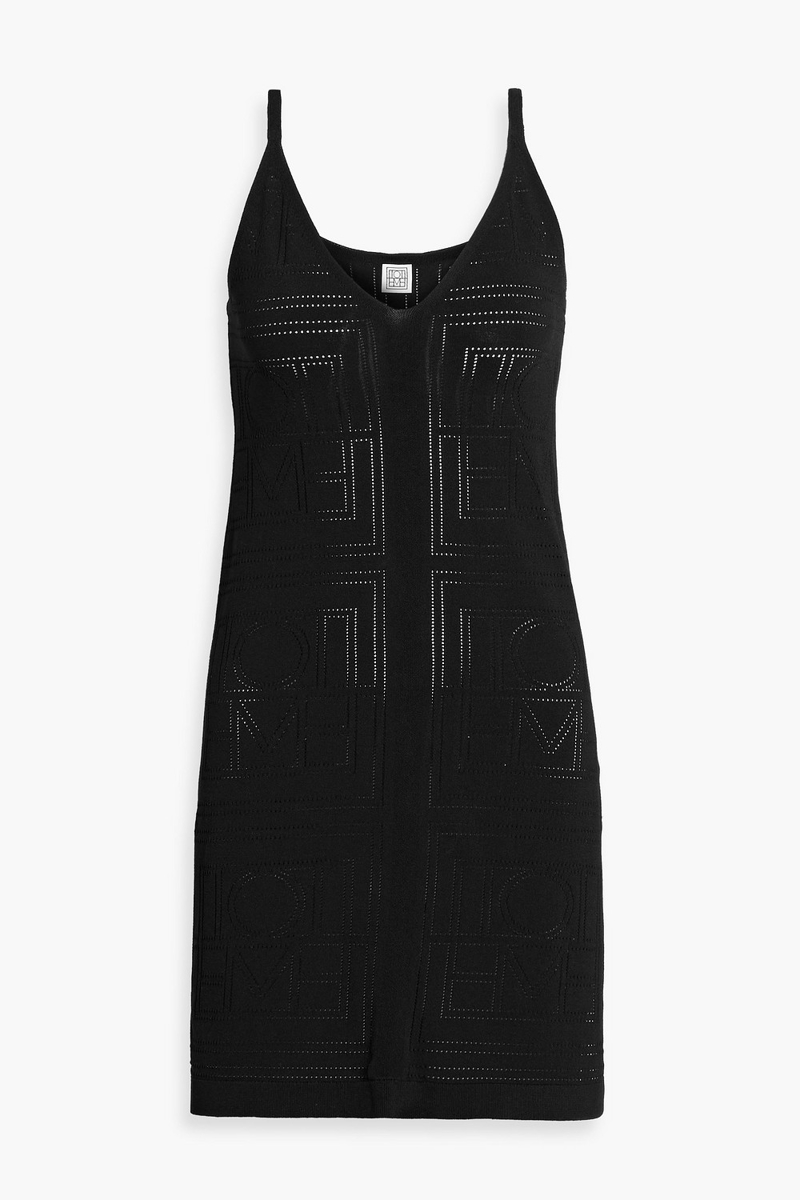 toteme - pointelle-knit mini dress - black - xxs