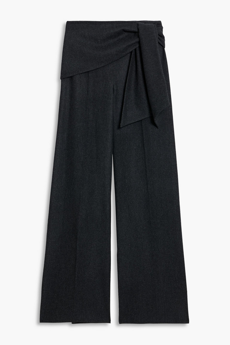 max mara - arsenio tie-front wool-blend felt wide-leg pants - gray - it 42