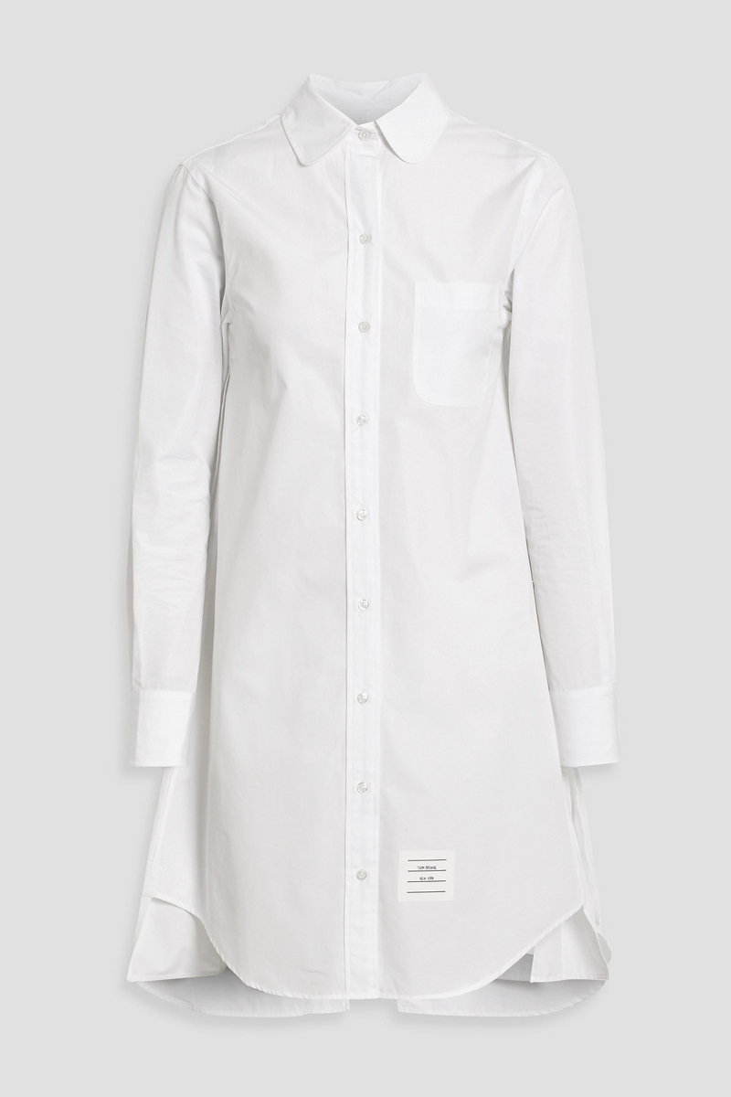 thom browne - cotton-poplin mini shirt dress - white - it 42