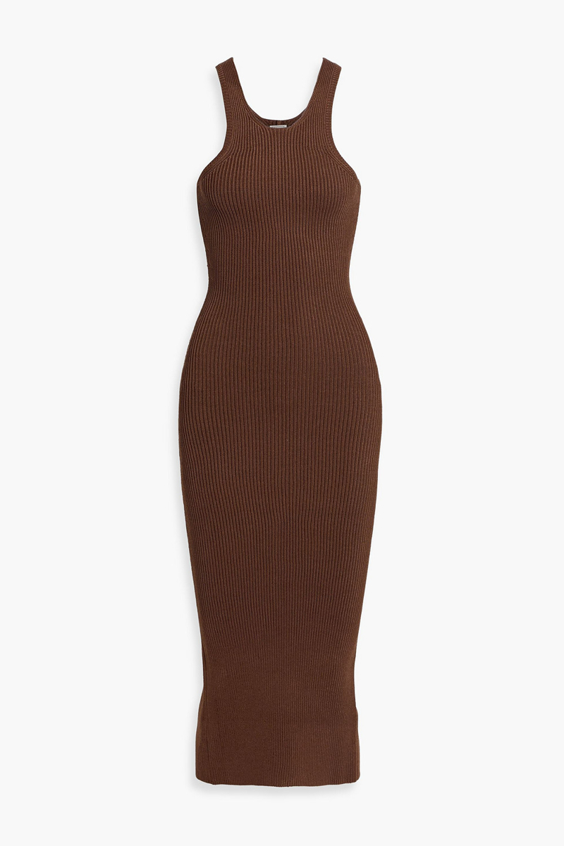 toteme - ribbed-knit midi dress - brown - xxs