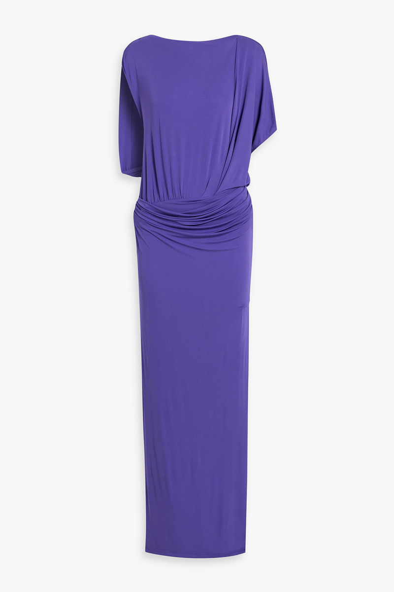 simkhai - hollins draped stretch-jersey gown - purple - us 6