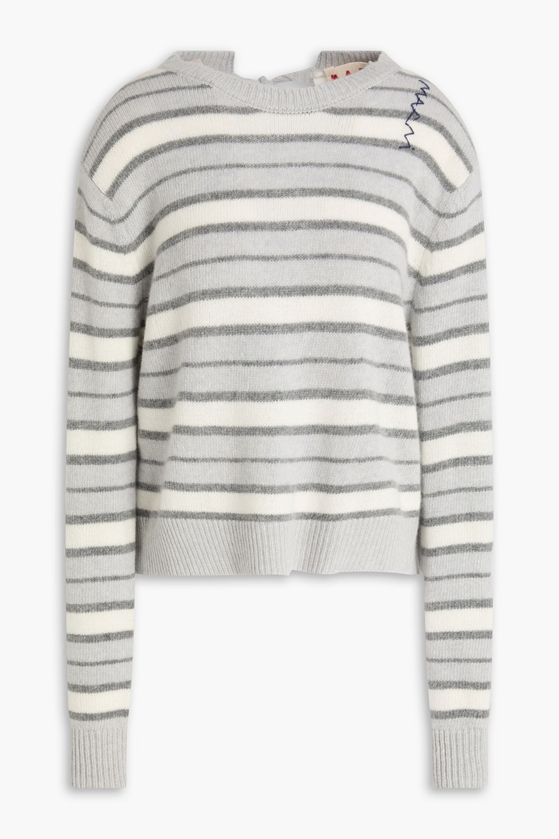 marni - open-back striped wool and cashmere-blend sweater - gray - it 38