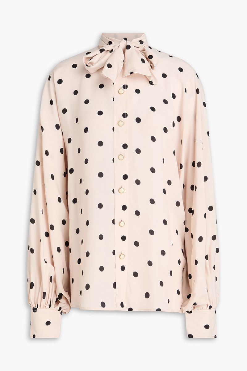 zimmermann - pussy-bow polka-dot crepe de chine blouse - pink - 00