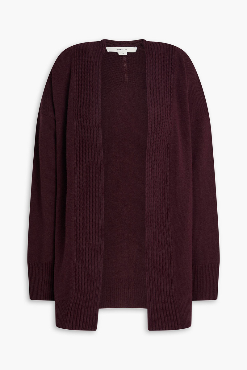 vince. - wool and cashmere-blend cardigan - burgundy - xs