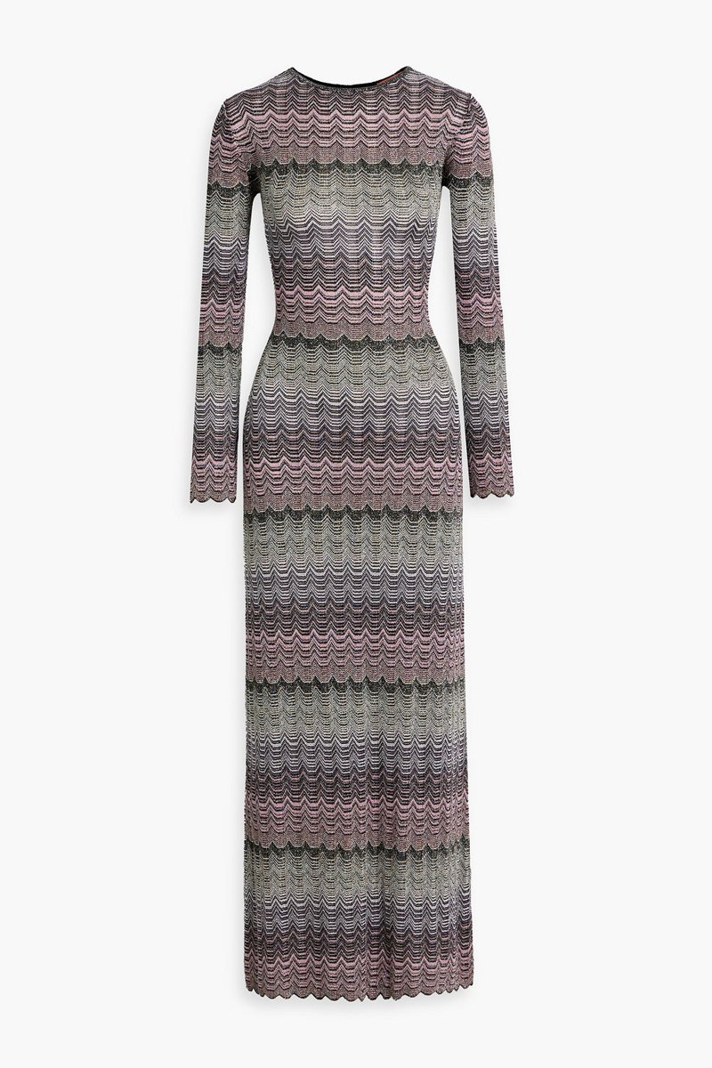 missoni - cutout metallic crochet-knit maxi dress - pink - it 38