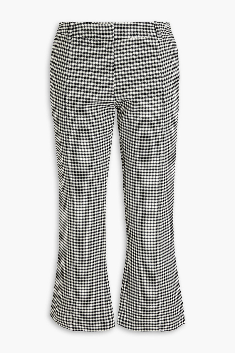 marni - gingham wool-blend twill kick-flare pants - black - it 38