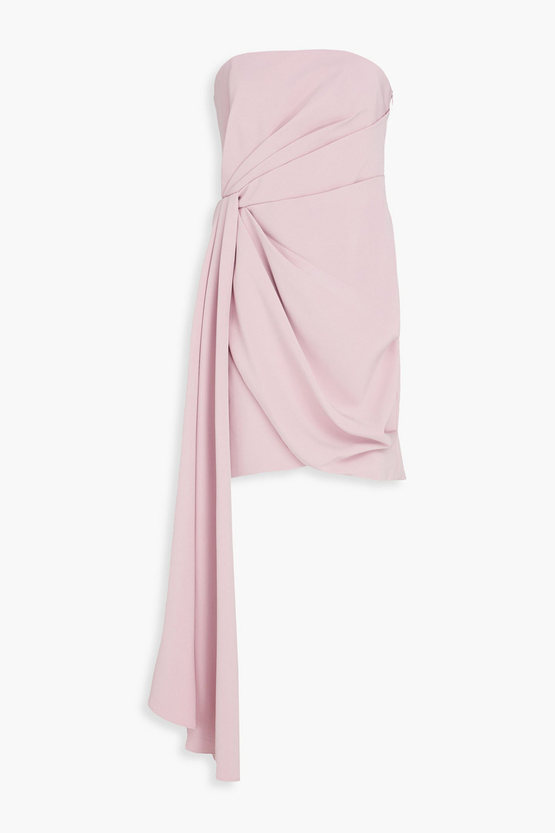 halston - nitara strapless draped crepe mini dress - pink - us 2