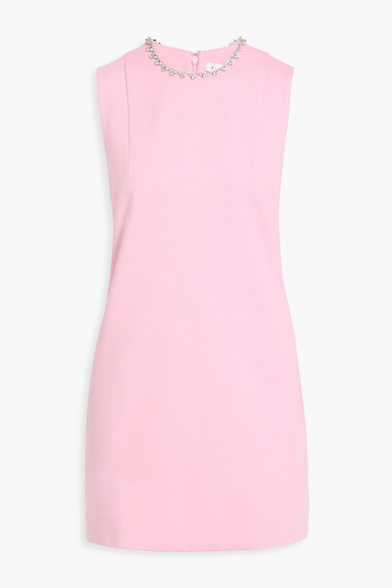 area - crystal-embellished cutout stretch-ponte mini dress - pink - xs