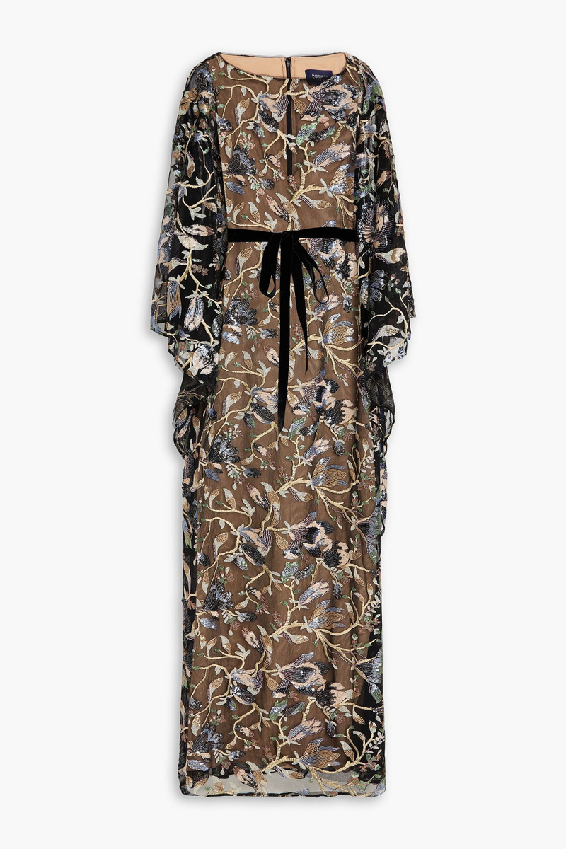 marchesa notte - embellished tulle gown - black - us 4