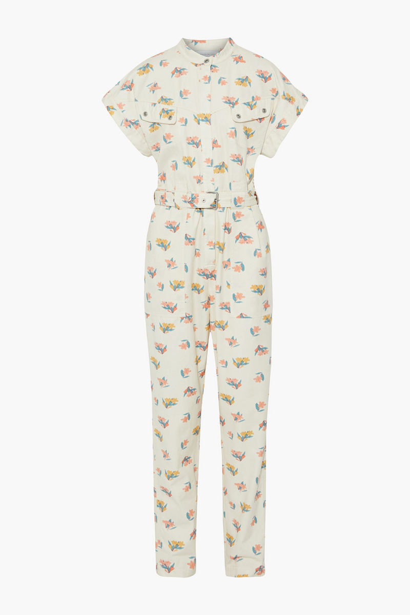 Rebecca Vallance - Hadi belted floral-print cotton-twill jumpsuit - White - UK 4