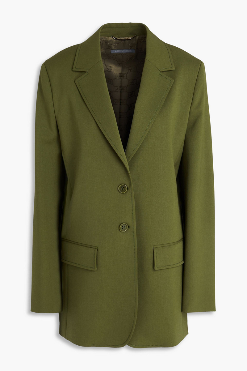 alberta ferretti - wool-blend twill blazer - green - it 40