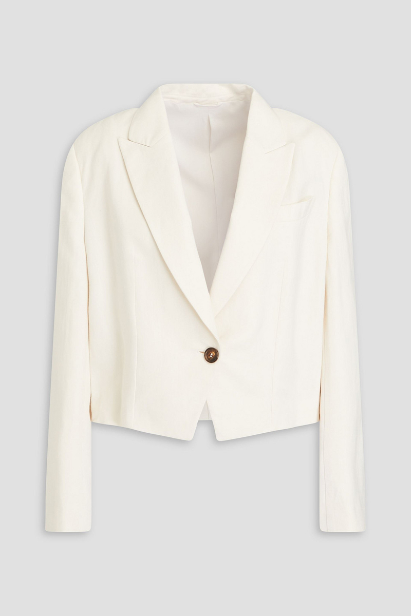 brunello cucinelli - cropped twill blazer - white - it 42